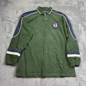 Vintage Faded Glory Rugby Shirt Mens Large Long Sleeve Polo 72 Patch 2000s
